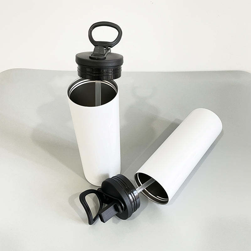 20oz Blank Sublimation White Straight Sport Lid Tumbler With Handle 50pcs