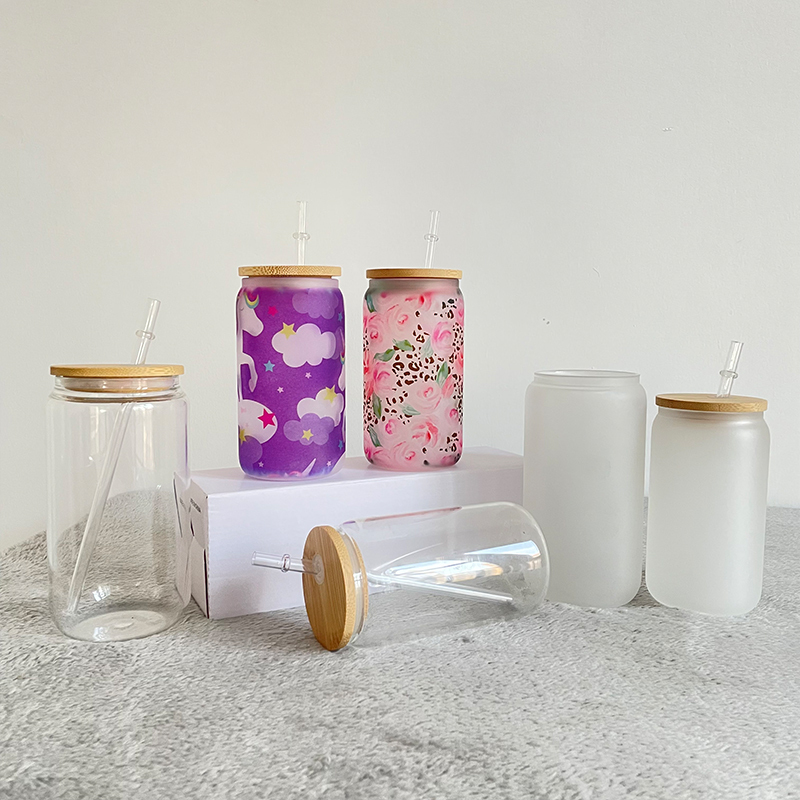 16oz sublimation glass cans Clear/Frosted/Color Mixed_Penny