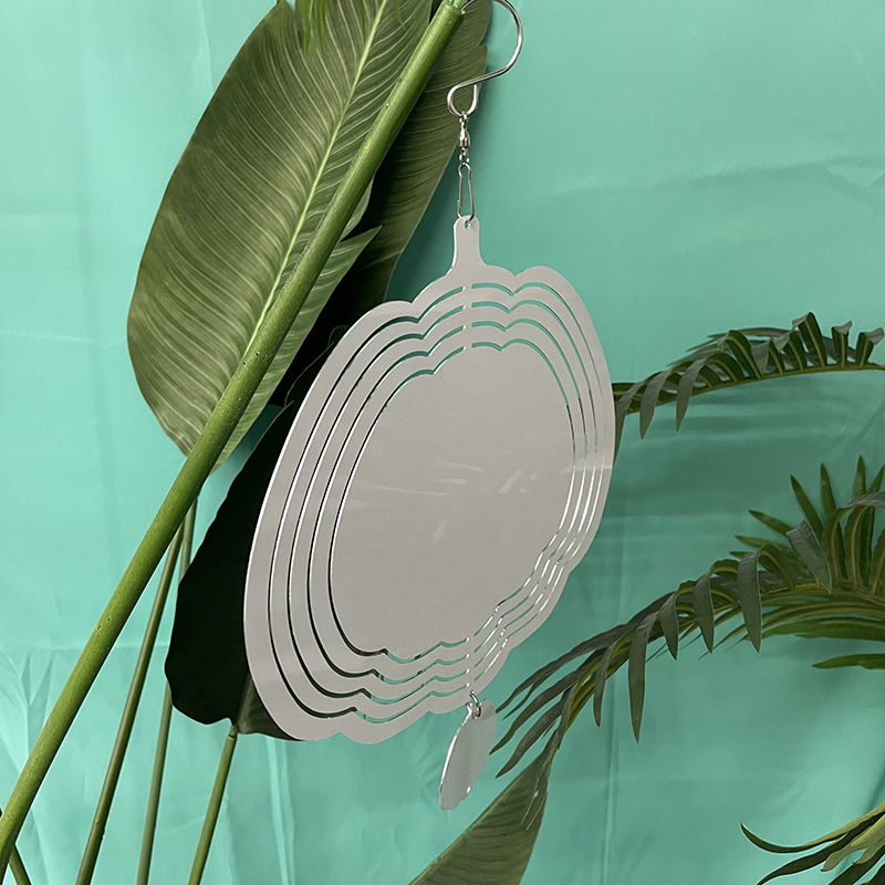 8 Inches and 10 inches white blank sublimation aluminium metal art hanging pumpkin wind spinner