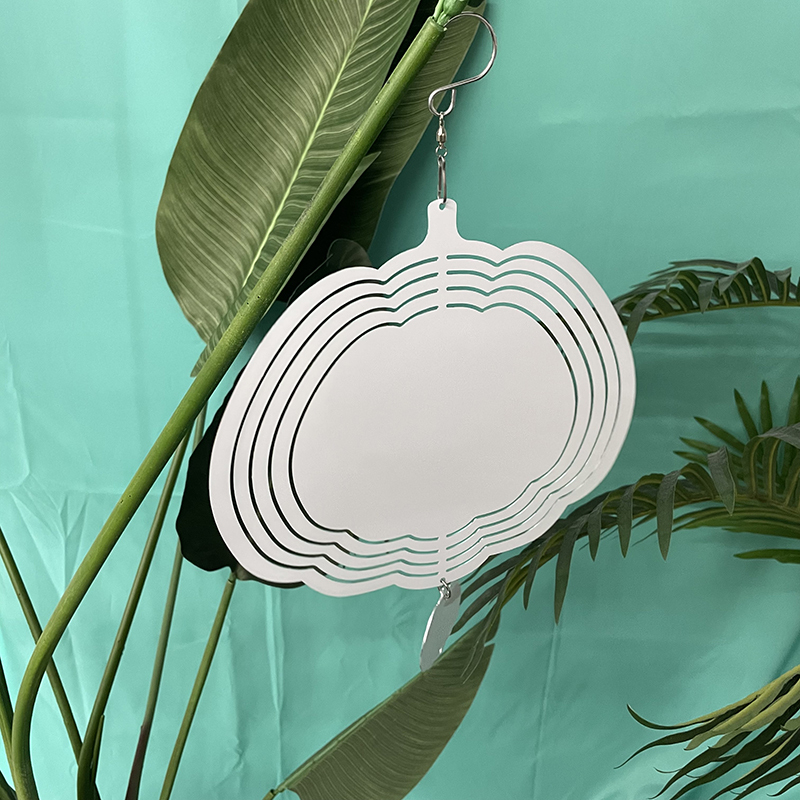 8 Inches and 10 inches white blank sublimation aluminium metal art hanging pumpkin wind spinner