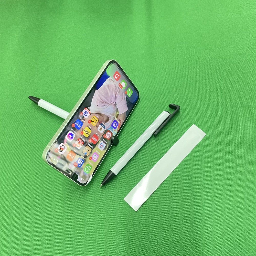 White blank sublimation phone stand holder Clip Metal Pen with shrink wrap