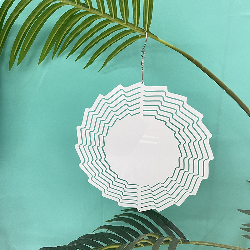 8 Inches and 10 inches white blank sublimation aluminium metal art hanging wind spinner
