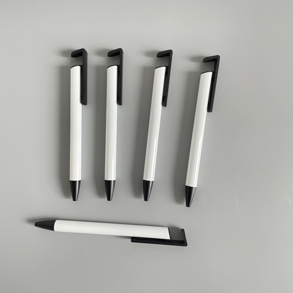White blank sublimation phone stand holder Clip Metal Pen with shrink wrap