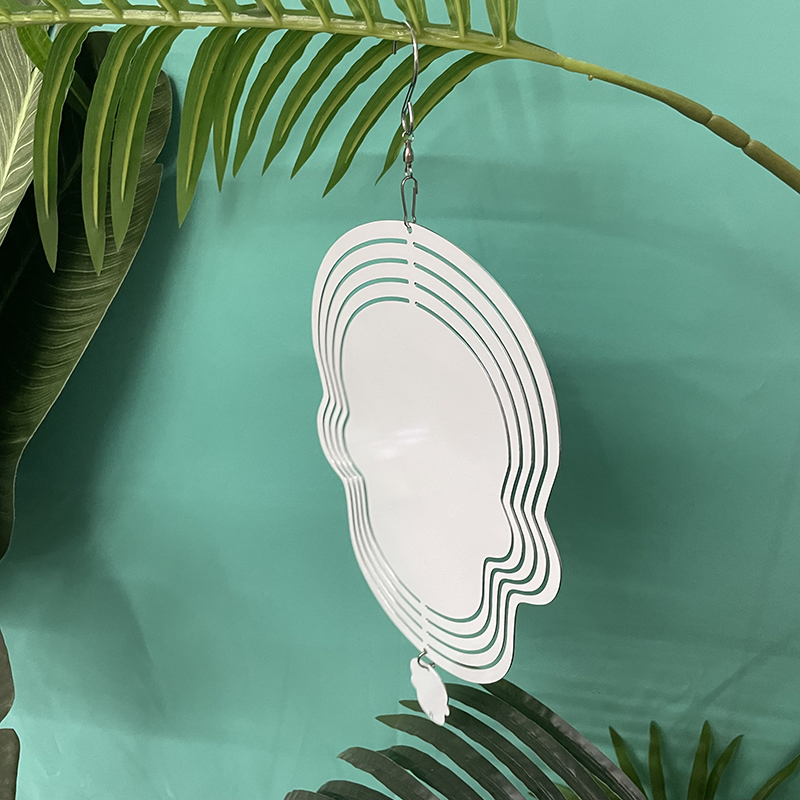 8 Inches and 10 inches white blank sublimation aluminium metal art hanging SKULL wind spinner