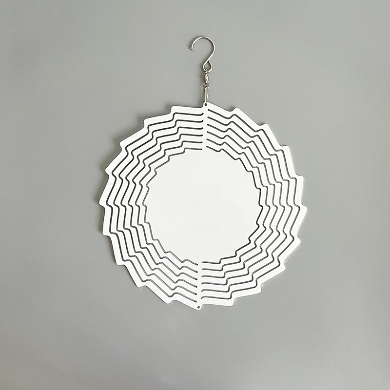 8 Inches and 10 inches white blank sublimation aluminium metal art hanging wind spinner