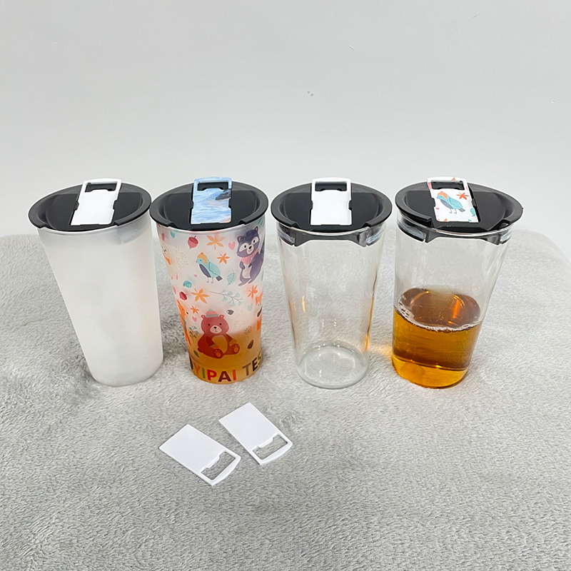20oz frosted clear blank sublimation pint beer glass with opener lids