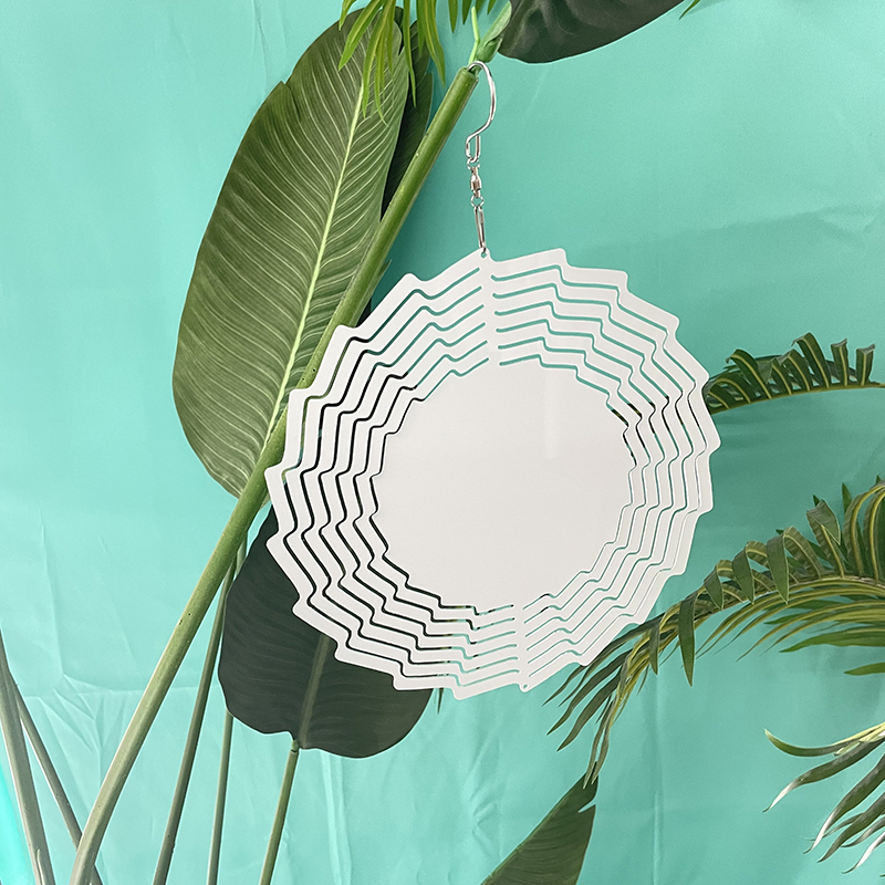 8 Inches and 10 inches white blank sublimation aluminium metal art hanging wind spinner
