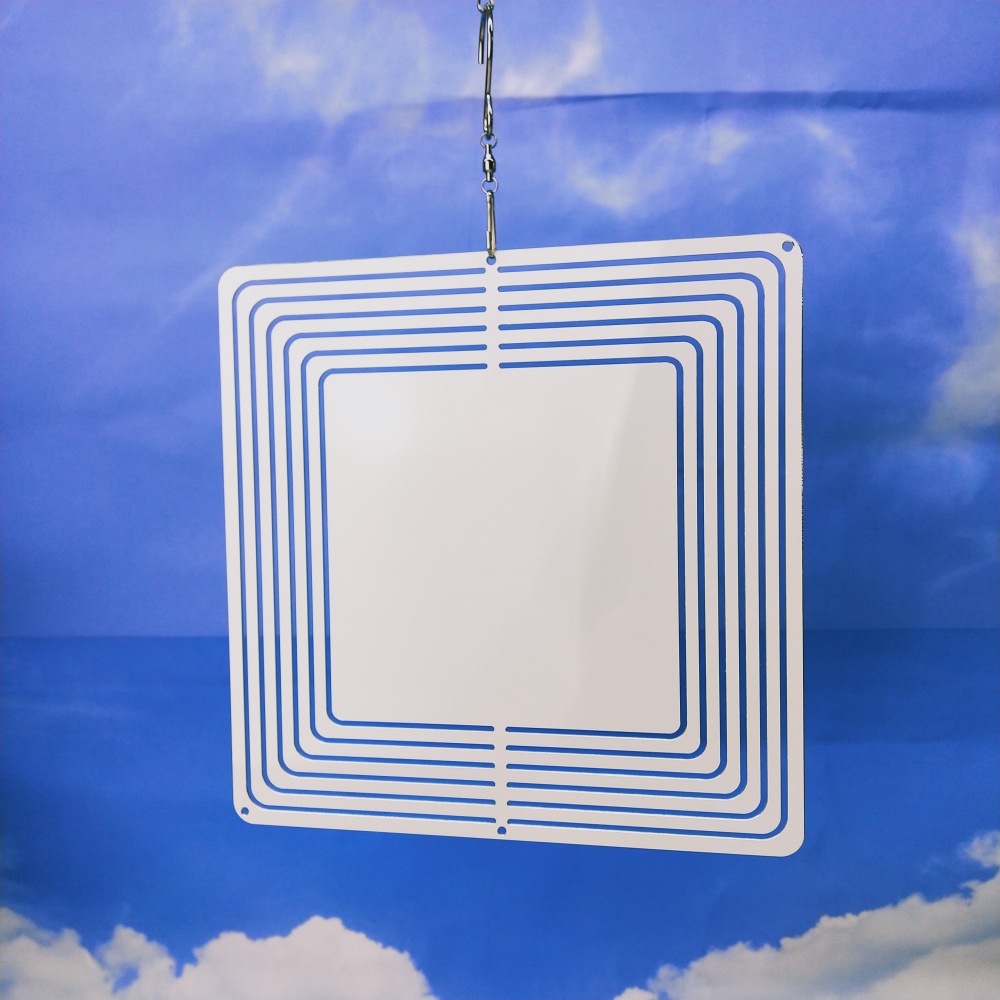 8 Inches and 10 inches white blank sublimation aluminium metal art hanging square wind spinner
