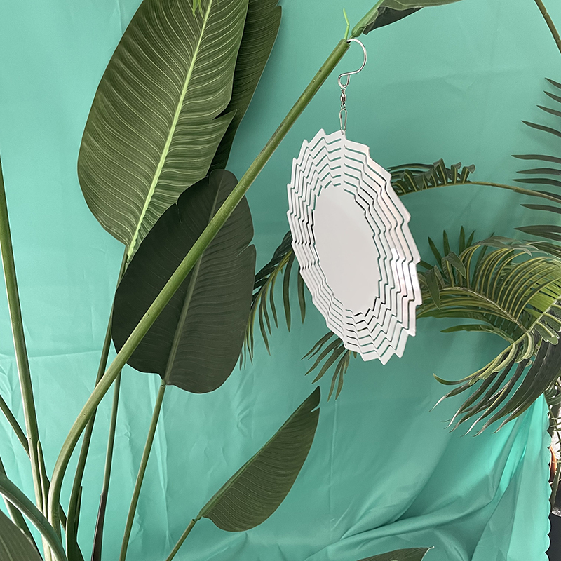 8 Inches and 10 inches white blank sublimation aluminium metal art hanging wind spinner
