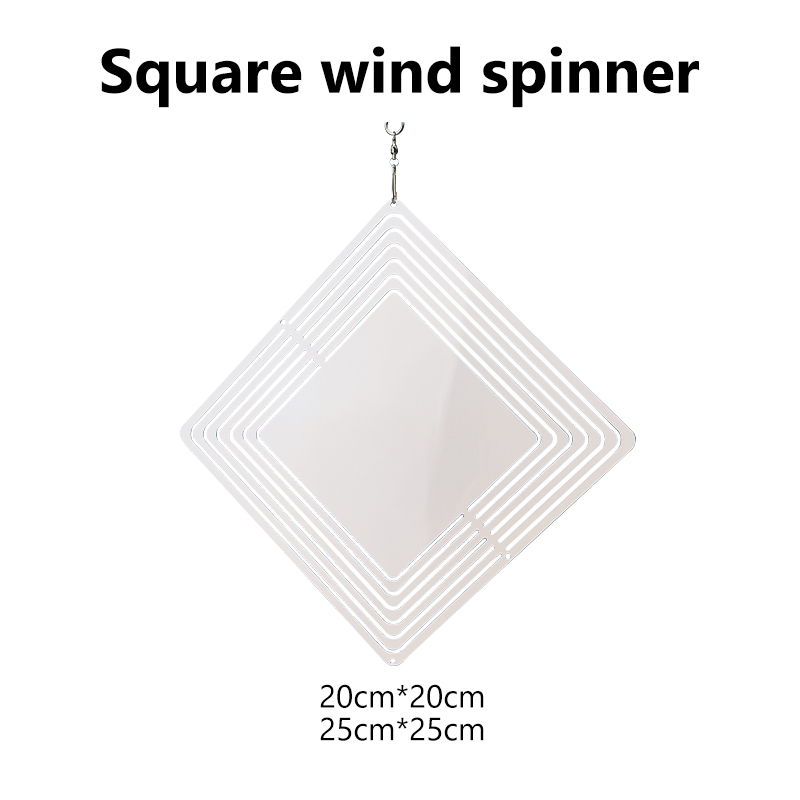 8 Inches and 10 inches white blank sublimation aluminium metal art hanging square wind spinner