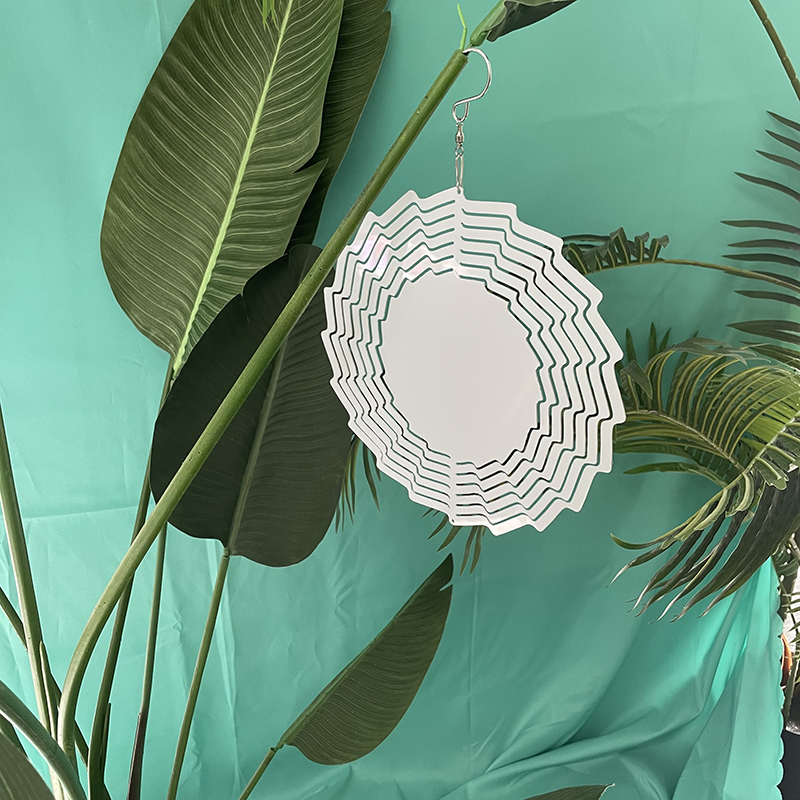 8 Inches and 10 inches white blank sublimation aluminium metal art hanging wind spinner