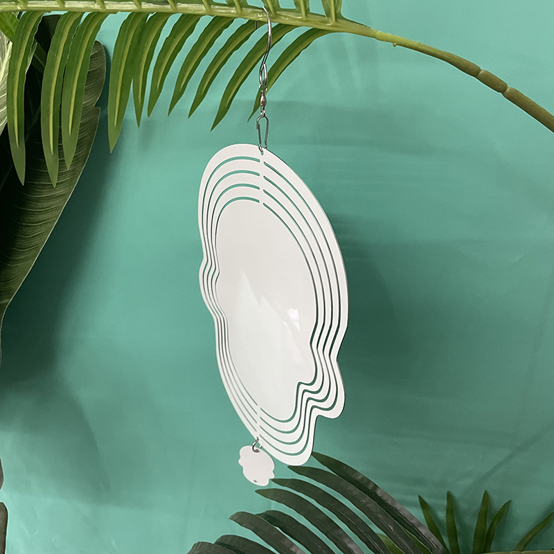 8 Inches and 10 inches white blank sublimation aluminium metal art hanging SKULL wind spinner