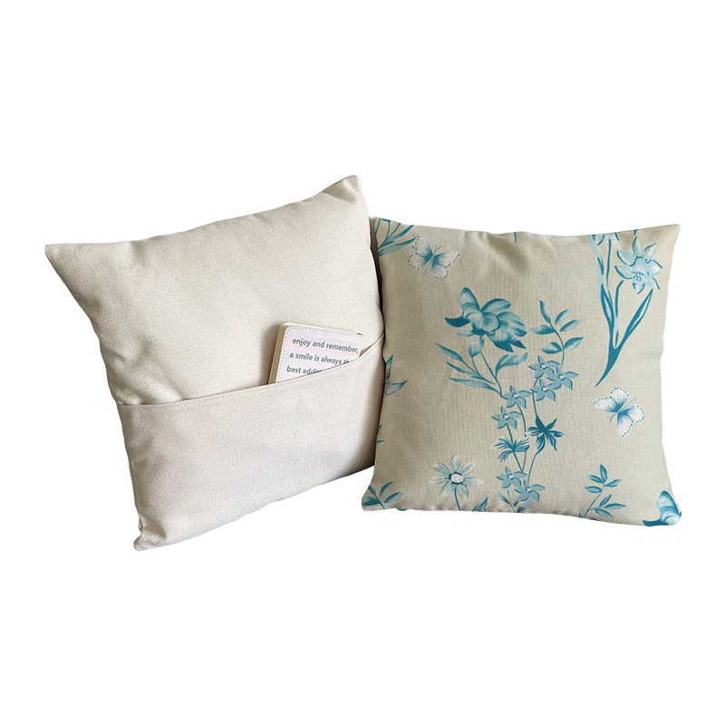 40CM*40CM Sublimation Blank100% Polyester cotton linen feeling soft natural canvas pillow cases with pocket