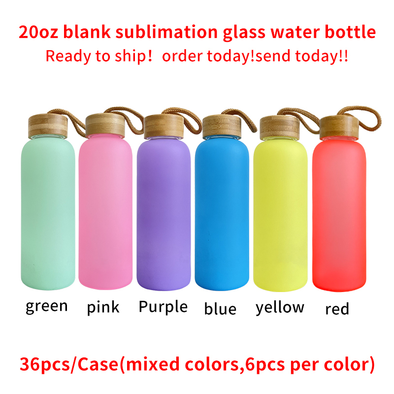 YIPAI 20oz US Blank Sublimation White Color Glass Water Bottle With Bamboo Lid And Rope Sold by  Case