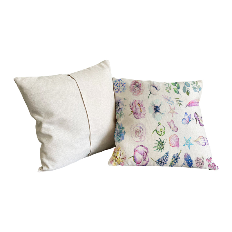 40CM*40CM Sublimation Blank100% Polyester cotton linen feeling soft natural canvas pillow cases with pocket