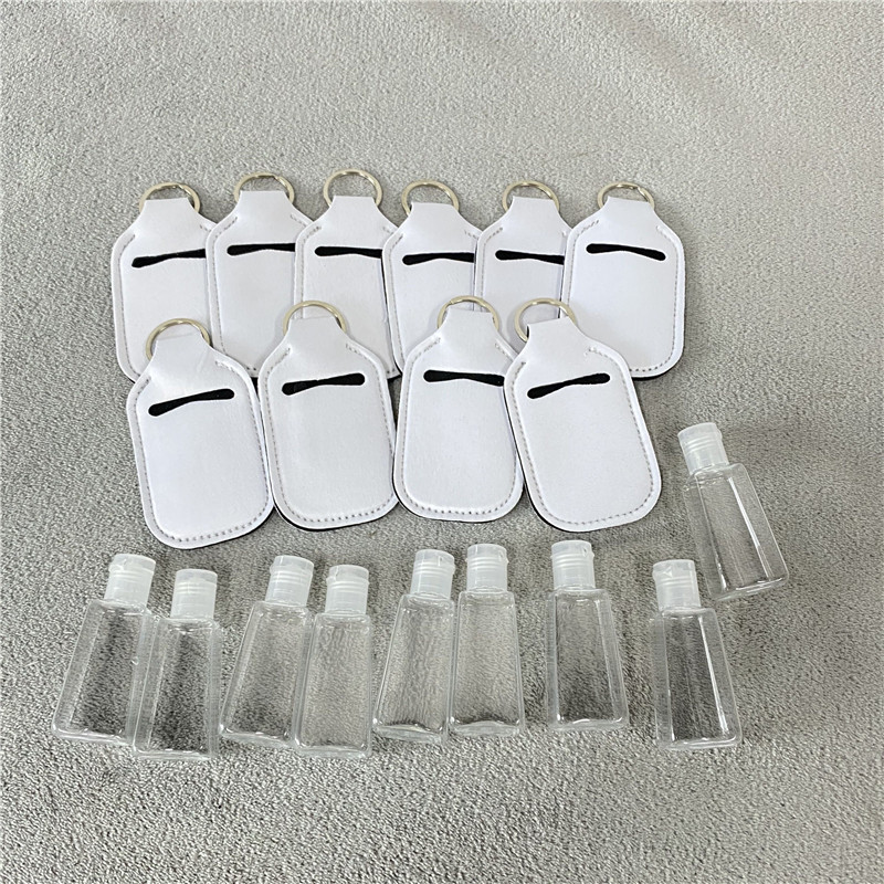 YIPAI white blanks sublimation 1oz 30ml Bottle Hand Sanitizer Holders keychain with cover