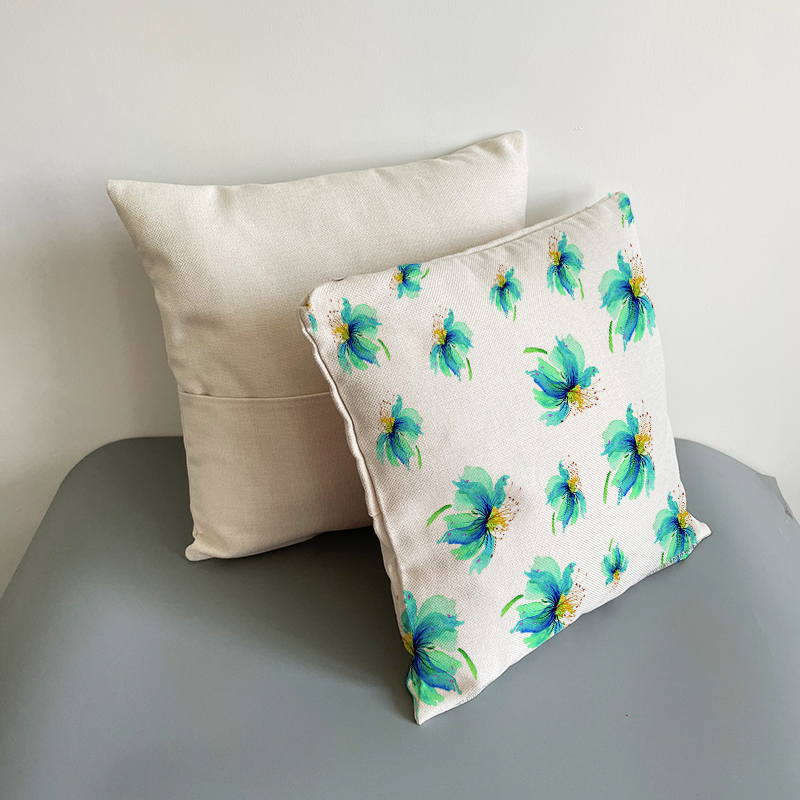 40CM*40CM Sublimation Blank100% Polyester cotton linen feeling soft natural canvas pillow cases with pocket