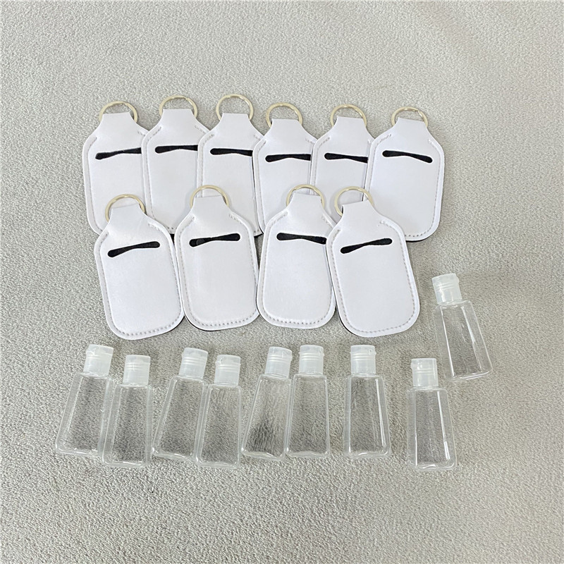 YIPAI white blanks sublimation 1oz 30ml Bottle Hand Sanitizer Holders keychain with cover