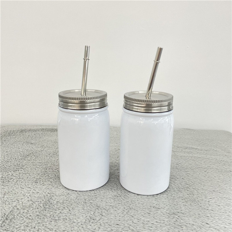 YIPAI 17oz 500ml White Sublimation Blanks Stainless Steel Mason Jar Tumbler
