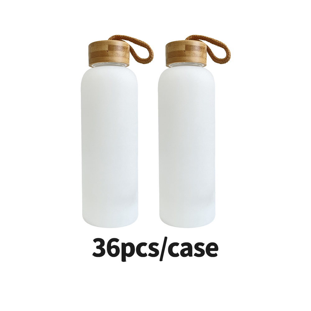 36 Pack YIPAI 20oz USA Warehouse Blank Sublimation White Color Glass Water Bottle With Bamboo Lid And Rope Sold by Case