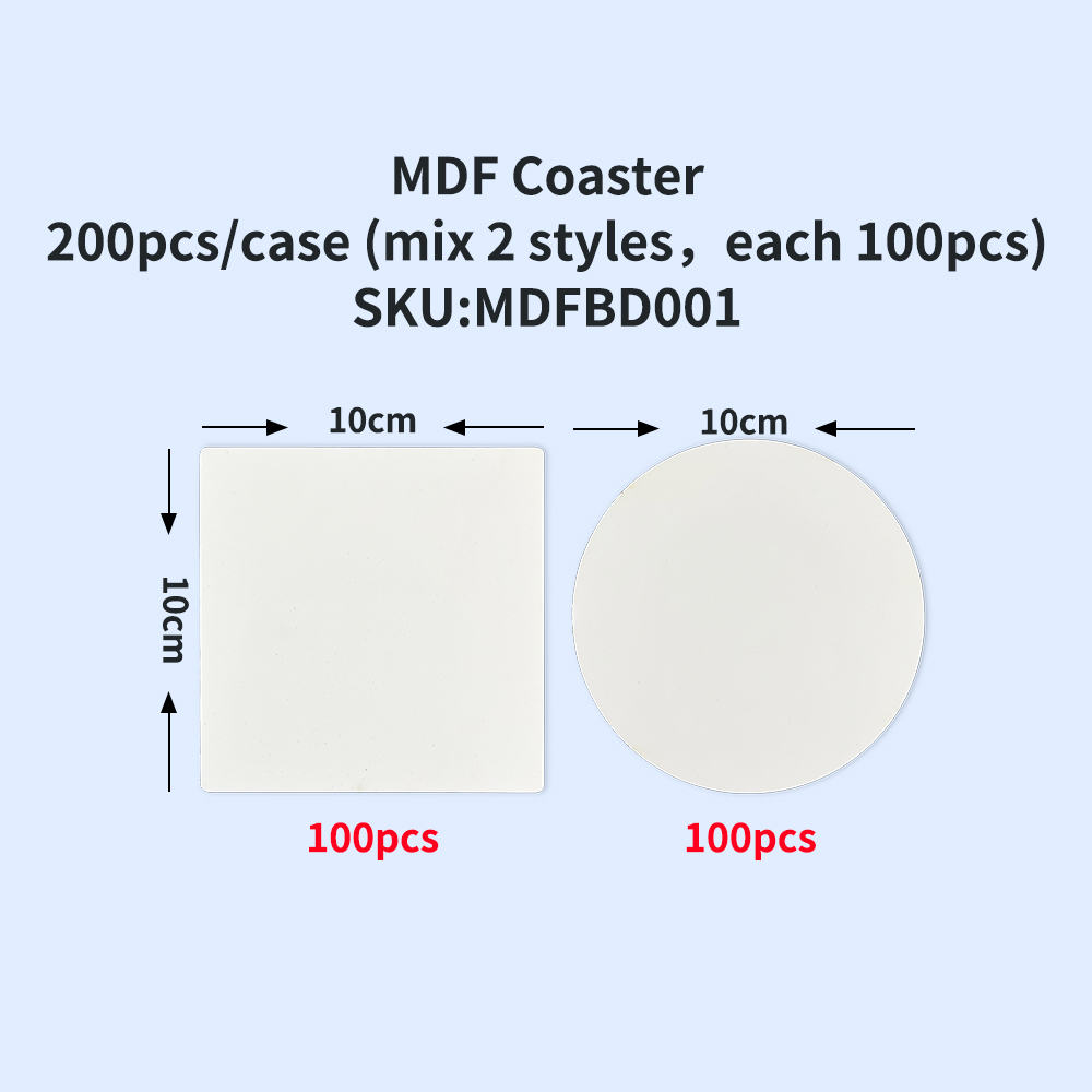 YIPAI MDFBD001 China Warehouse Wholesale Sublimation Blanks MDF Coaster For Drink Coffee 10cm*10cm Square Shape 10cm Diameter Round Shape Sold By Case