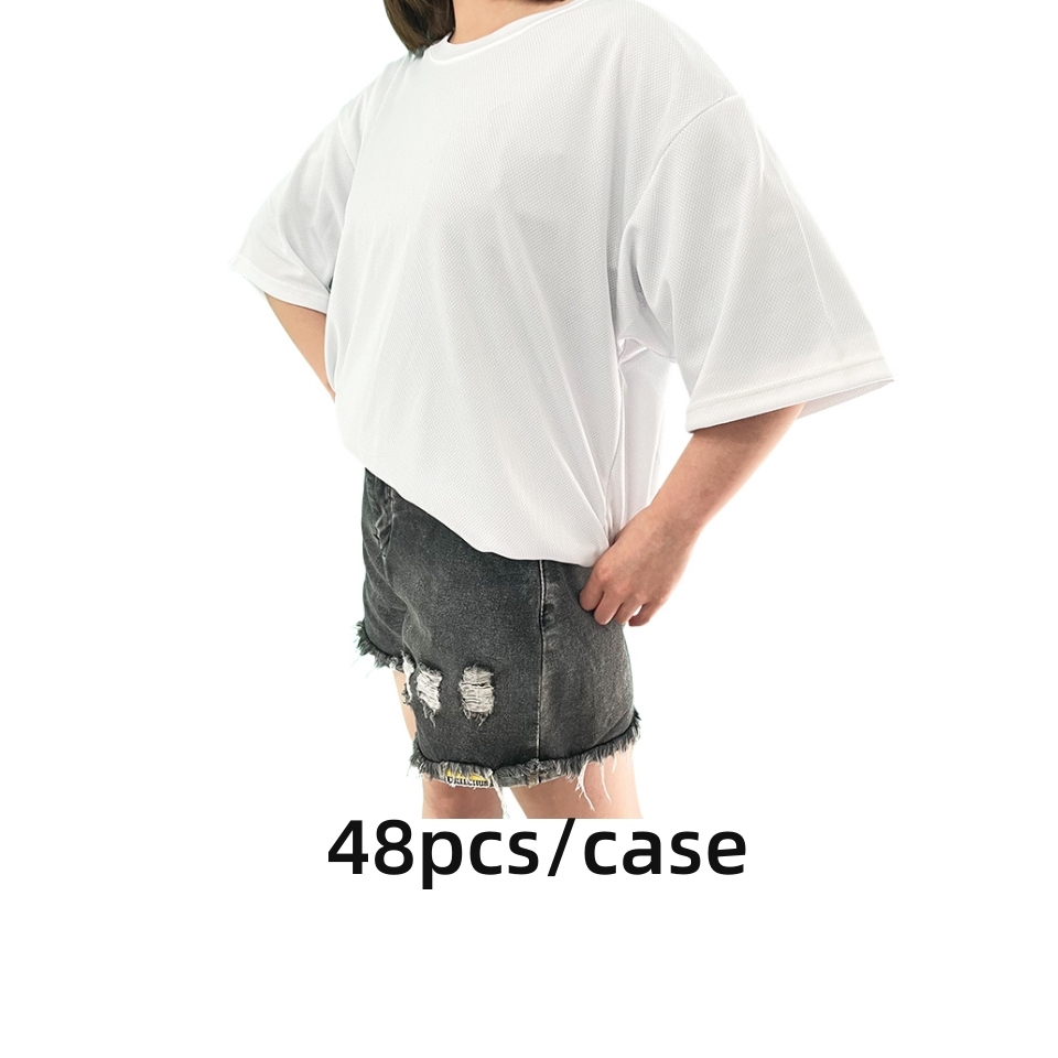 YIPAI USA Warehouse White Sublimation Blanks Men Women Short Sleeve Breathable Mesh T-shirts Mix Sizes 48pcs Sold By Case