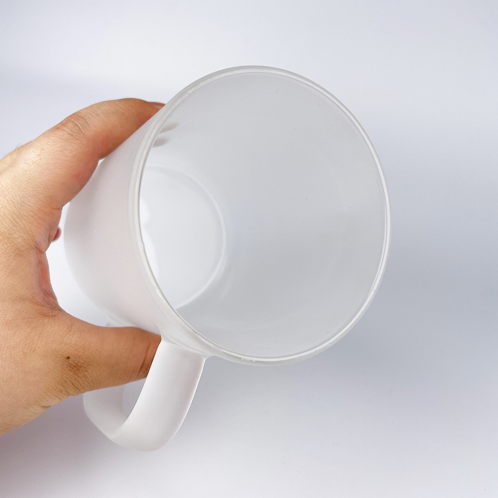 YIPAI 17oz Clear Frosted Sublimatable Glass Coffee Mug with Handle For Sublimation Heat Transfer Printing