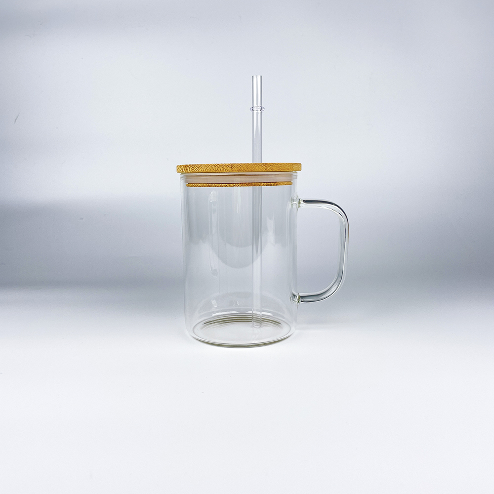 YIPAI 17oz Clear Frosted Sublimatable Glass Coffee Mug with Handle For Sublimation Heat Transfer Printing