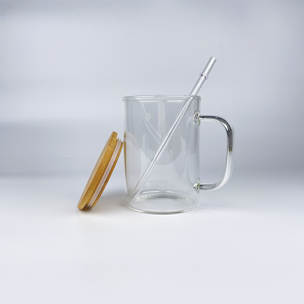 YIPAI 17oz Clear Frosted Sublimatable Glass Coffee Mug with Handle For Sublimation Heat Transfer Printing