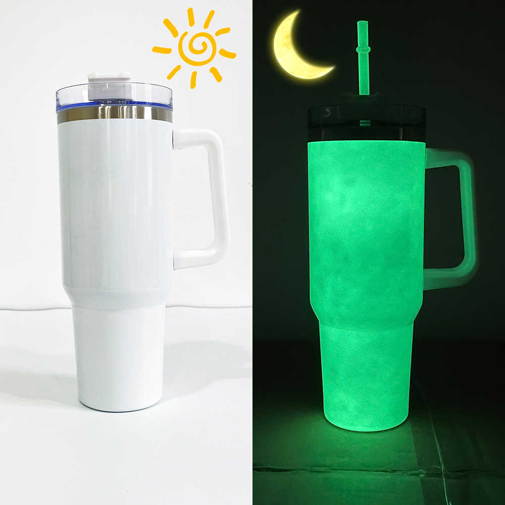 YIPAI Blank Sublimation Glow In Dark 40oz Tumbler With Lid And Straw For DIY Sublimation Printing