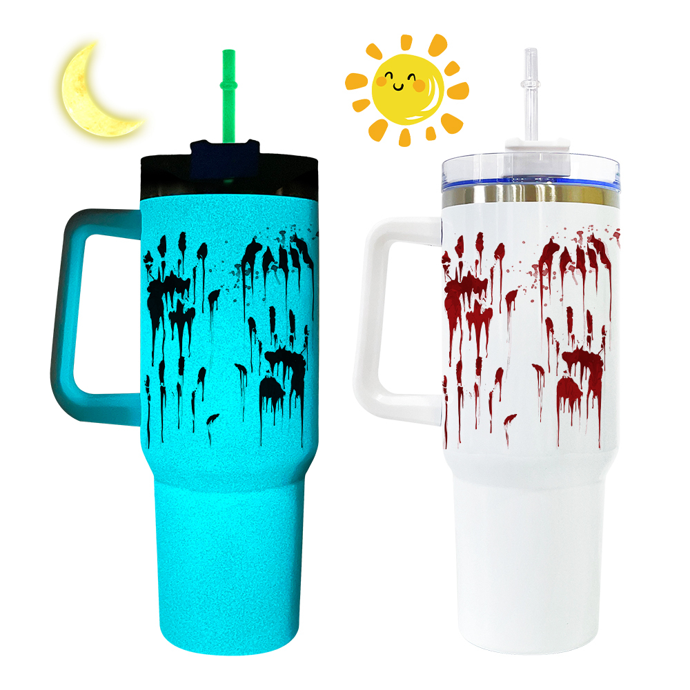YIPAI Blank Sublimation Glow In Dark 40oz Tumbler With Lid And Straw For DIY Sublimation Printing