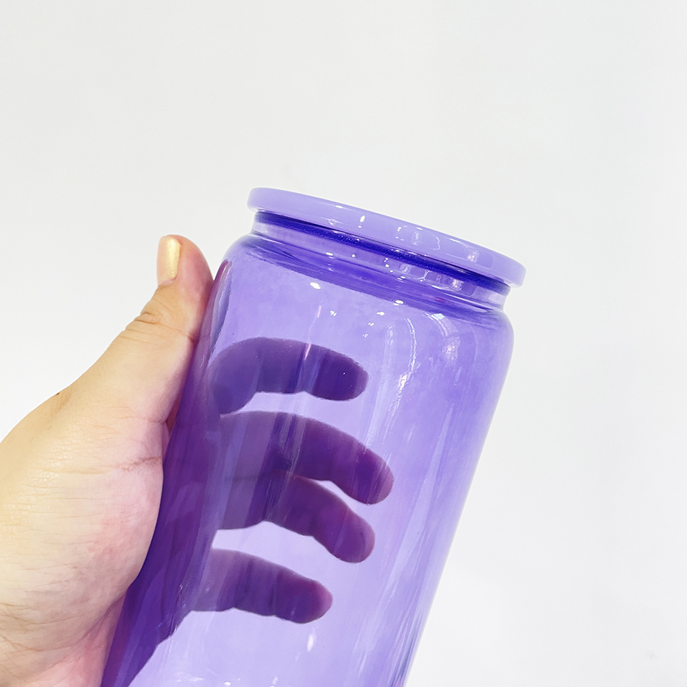 YIPAI Sublimation 16oz Colored Jelly Glass Can With Plastic Lids Sold By Case