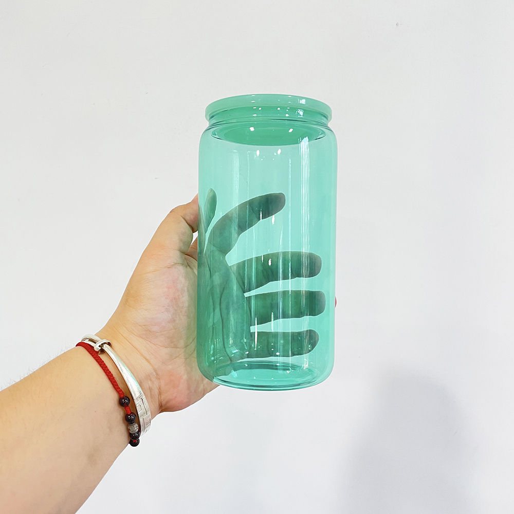 YIPAI Sublimation 16oz Colored Jelly Glass Can With Plastic Lids Sold By Case