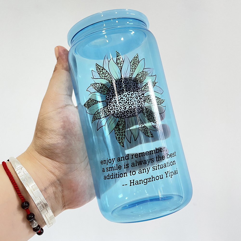 YIPAI Sublimation 16oz Colored Jelly Glass Can With Plastic Lids Sold By Case