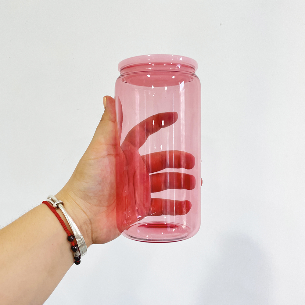 YIPAI Sublimation 16oz Colored Jelly Glass Can With Plastic Lids Sold By Case