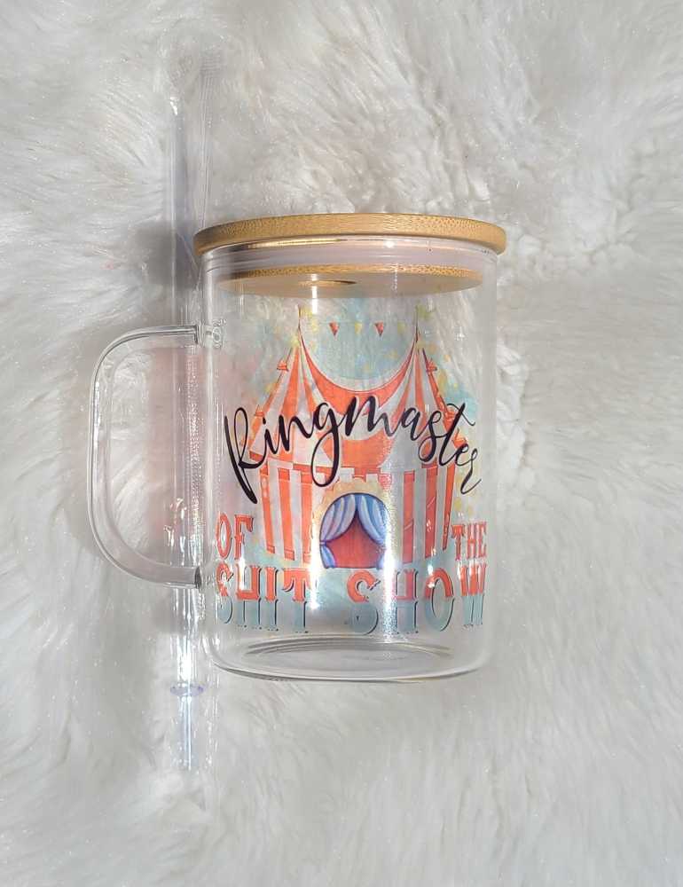 YIPAI 17oz Clear Frosted Sublimatable Glass Coffee Mug with Handle For Sublimation Heat Transfer Printing