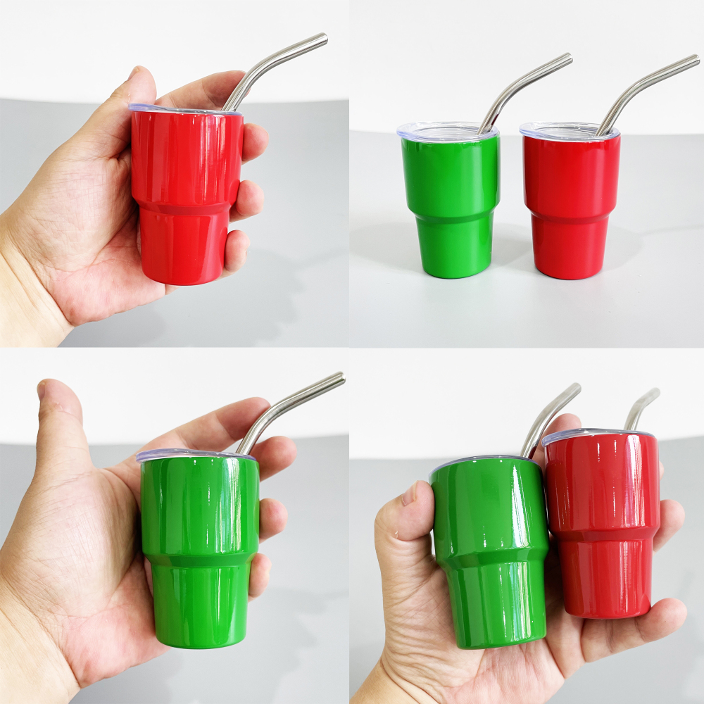 YIPAI 2oz Christmas Mini Tumblers Shot Glass With Lid And Straw For DIY Sublimation Printing