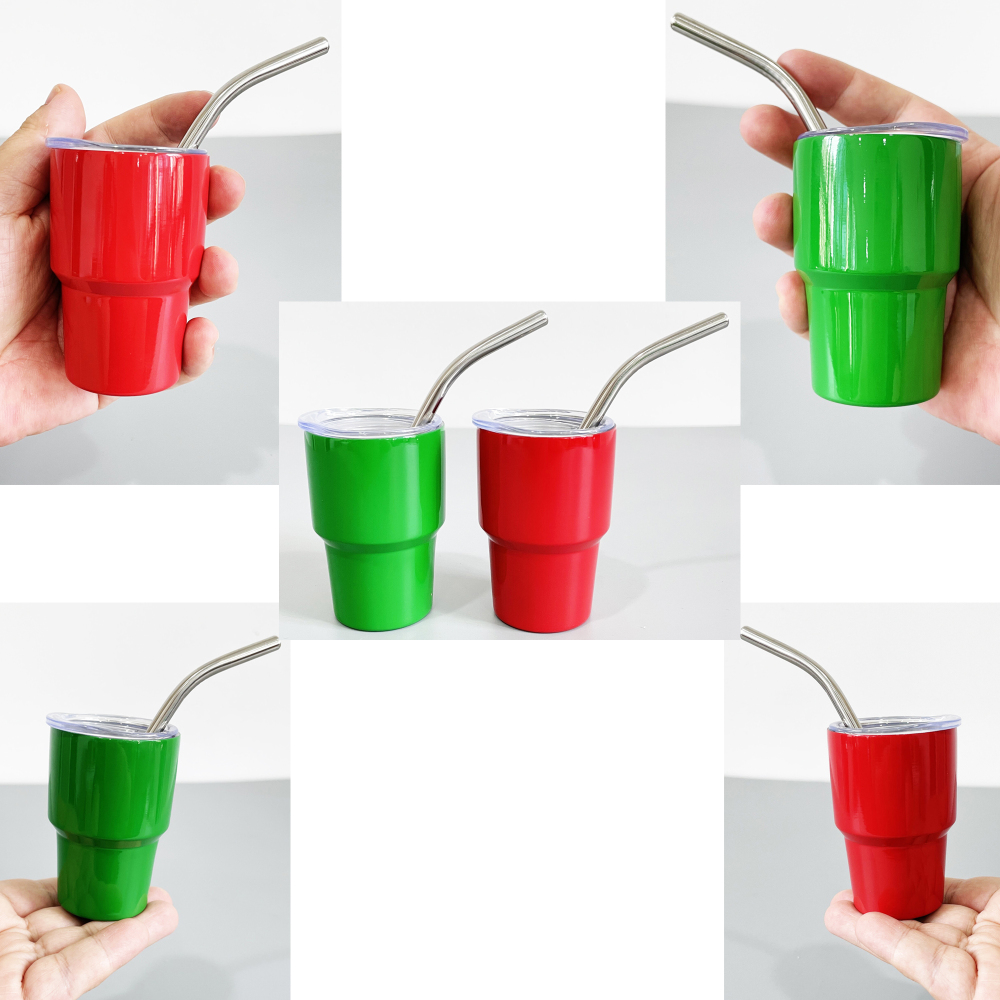 YIPAI 2oz Christmas Mini Tumblers Shot Glass With Lid And Straw For DIY Sublimation Printing