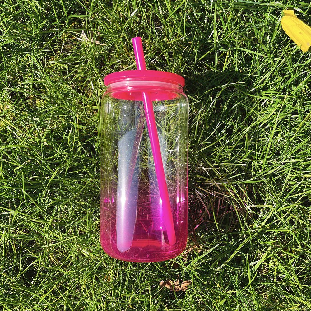 YIPAI China Warehouse Sublimation 16oz Ombre Jelly Glass Can With Plastic Lids Ship Out Next Week