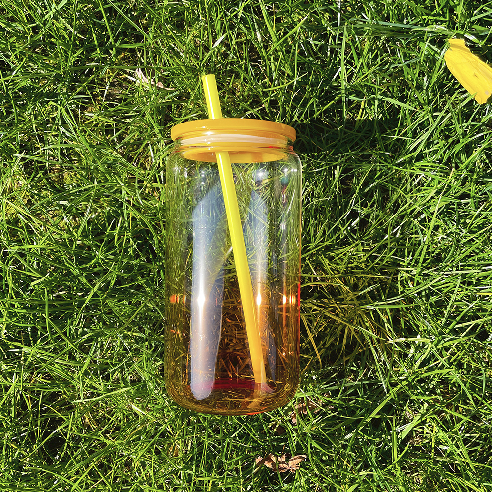 YIPAI China Warehouse Sublimation 16oz Ombre Jelly Glass Can With Plastic Lids Ship Out Next Week