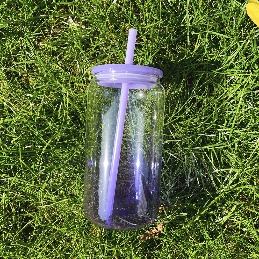 YIPAI China Warehouse Sublimation 16oz Ombre Jelly Glass Can With Plastic Lids Ship Out Next Week