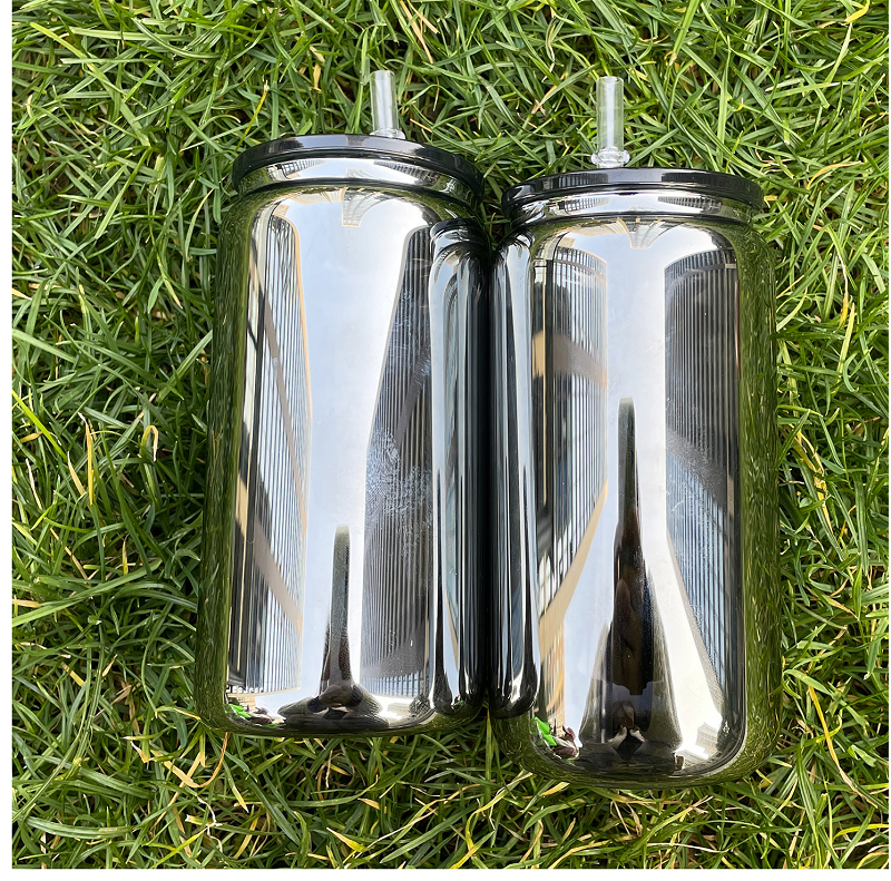 YIPAI China Warehouse Middle Night Black Mirror Plated 16oz Glass Can Ship Out On Jan 25th