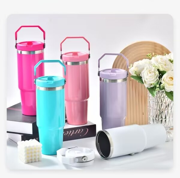 YIPAI China Warehouse 30oz Stanley Style Glossy Macaron Colors Flip Straw School Tumbler