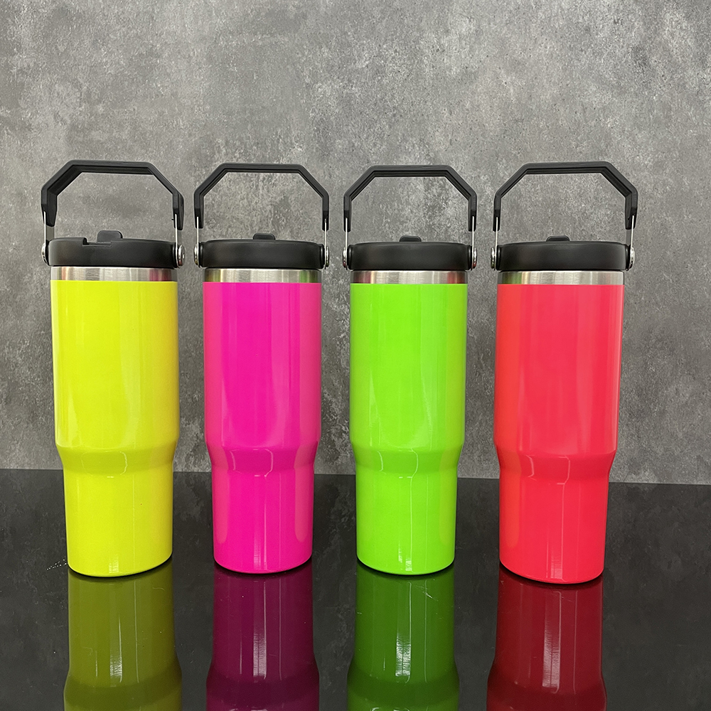 YIPAI China Warehouse Neon Colors 30oz Fip Straw Water Bottles Blank Sublimation Kids Tumblers