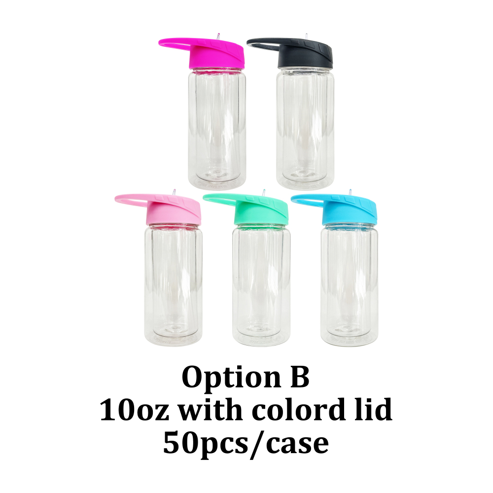 YIPAI China Warehouse 10oz 15oz Double Walled Plastic Bottles For Snow Globes With Pre Drilled Hole And Plug Ship Out On April 15
