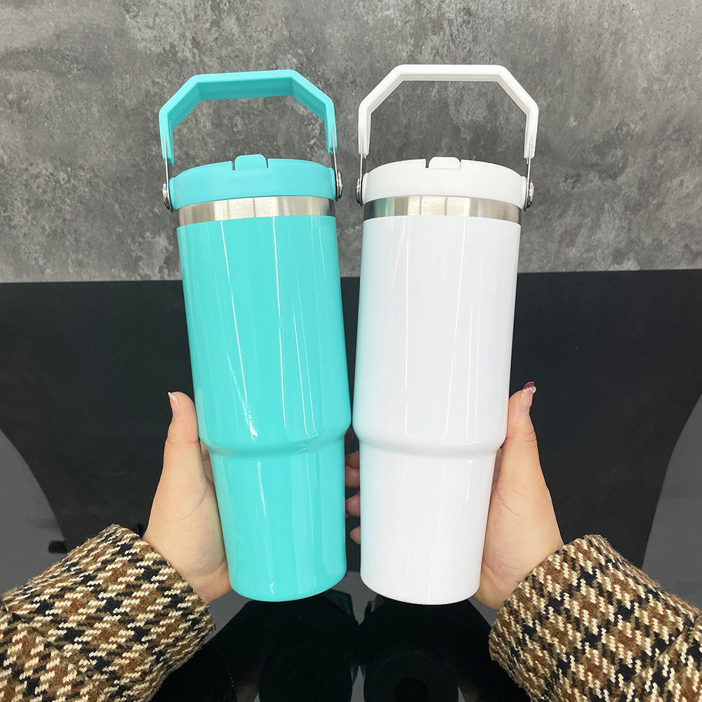 YIPAI USA Warehouse 30oz Stanley Style Glossy Macaron Colors Flip Straw School Tumbler