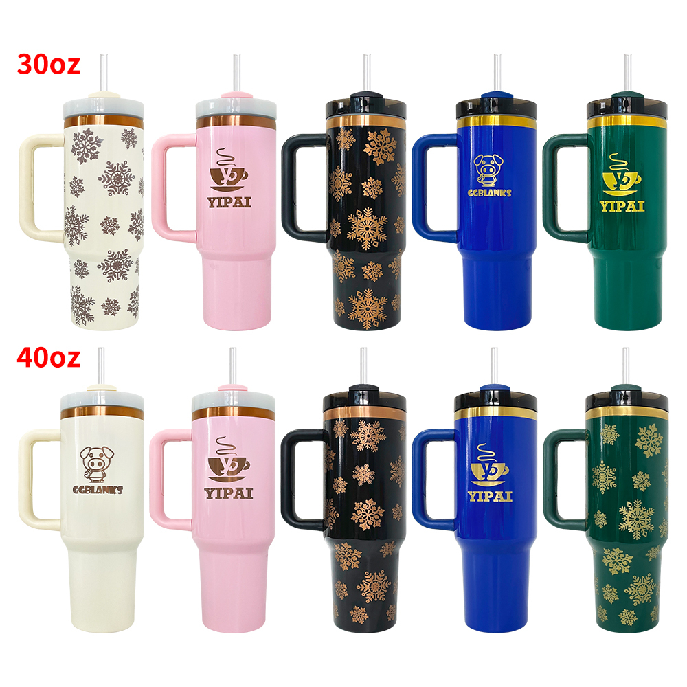 YIPAI China Warehouse 30oz & 40oz H2.0 Deco-Collection-Style Powder Coat Gold & Copper Mixed Tumblers