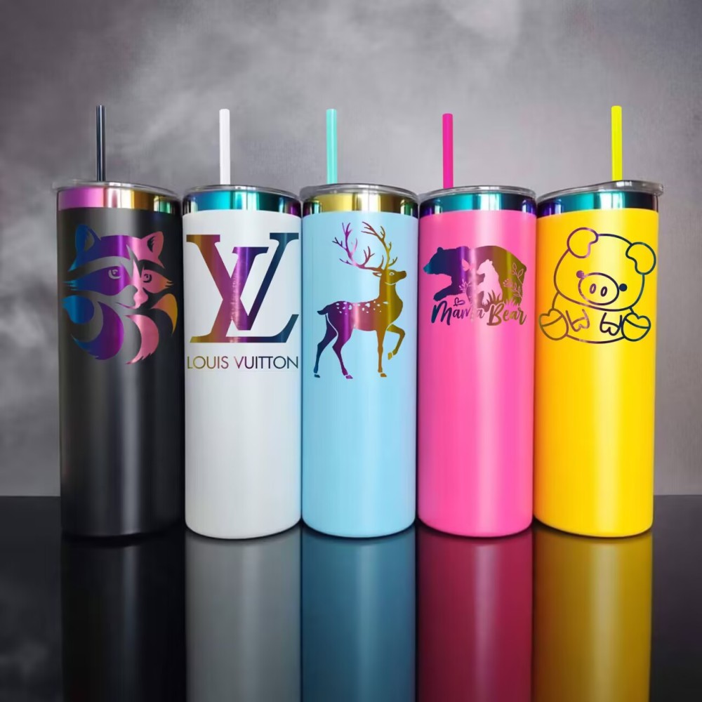 YIPAI China Warehouse 20oz Rainbow Plated Straight Tumbler With Colored PP Straw Ship On March 15