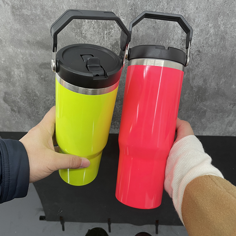 20 Pack YIPAI China Warehouse Neon Colors 30oz Fip Straw Water Bottles Blank Sublimation Kids Tumblers