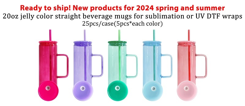 YIPAI China Warehouse 20oz Jelly Color Straight Beverage Mug For Sublimation And UV DTF Wraps